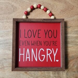 Red Wooden Sign with Beaded Handle